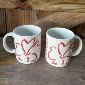 2 Vintage Hilo Hattie Hawaii Souvenir White Mugs with Pink Hibiscus 10oz